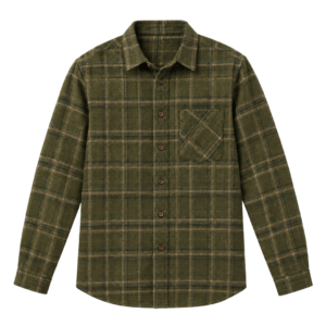 Olive Wool Flannel Shirt for Men – Medium